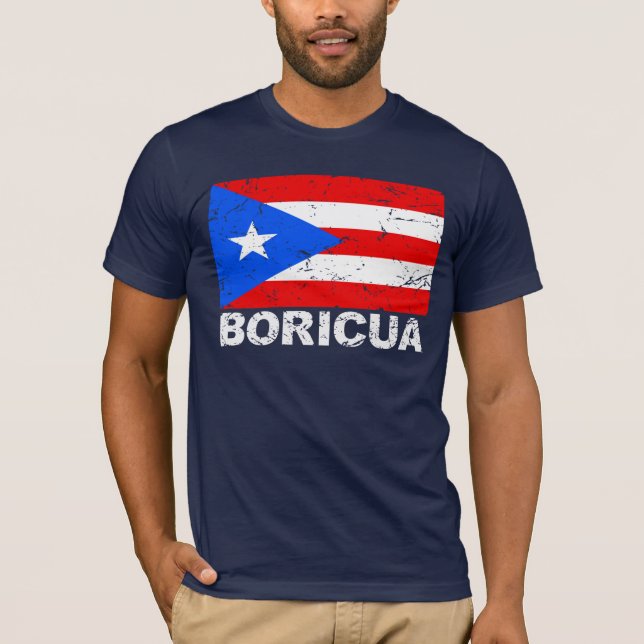 Puerto Rico Vintage Flag Boricua T-Shirt (Front)