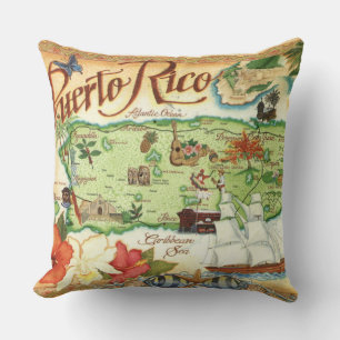 Puerto Rico Vintage Map Cushion