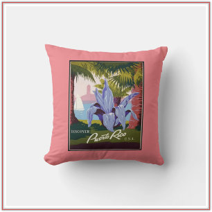 Puerto Rico Vintage Travel Poster Cushion