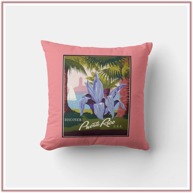 Puerto Rico Vintage Travel Poster Cushion (Creator Uploaded)