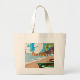Puerto Rico Vintage Travel Poster Large Tote Bag