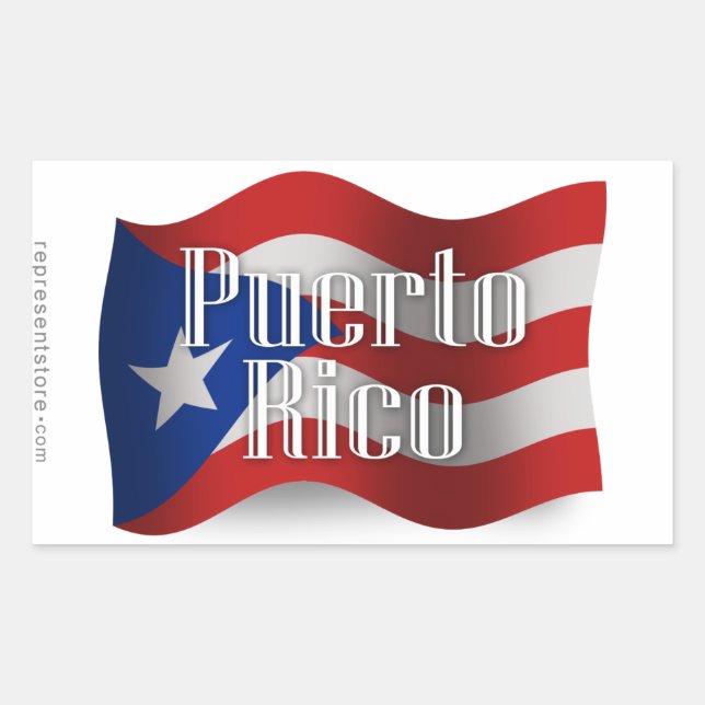 Puerto Rico Waving Flag Rectangular Sticker (Front)