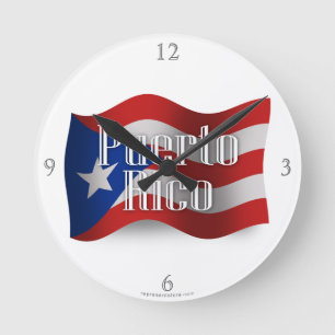 Puerto Rico Waving Flag Round Clock