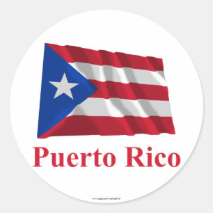 Puerto Rico Waving Flag with Name Classic Round Sticker