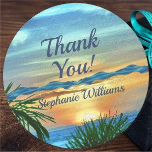 Puerto Sunset Thank You 1557 Classic Round Sticker