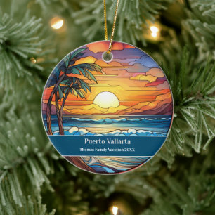 Puerto Vallarta Beach Vacation Ceramic Ornament