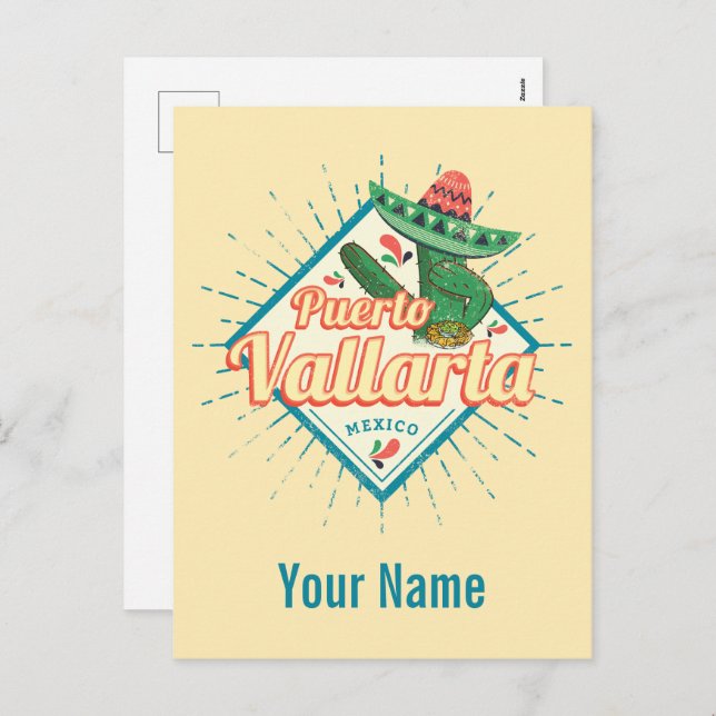 Puerto Vallarta Jalisco Mexico dancing cactus Holiday Postcard (Front/Back)