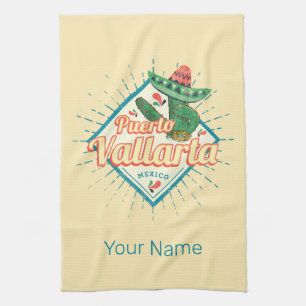 Puerto Vallarta Jalisco Mexico dancing cactus Tea Towel