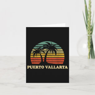 Puerto Vallarta Mexico Beach Palm Tree Retro 70s B Card