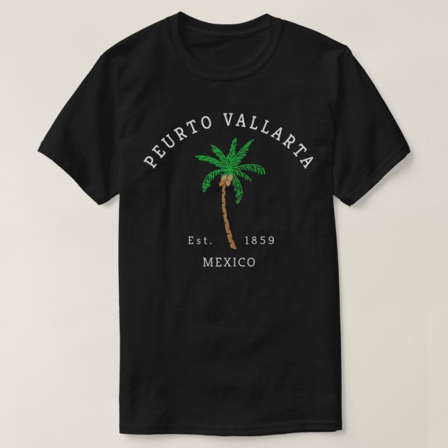 Puerto Vallarta Mexico Colourful Palm Tree Retro N T-Shirt (Design Front)
