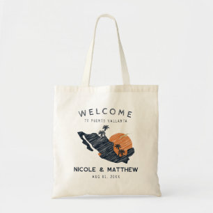 Puerto Vallarta Mexico Navy Map Wedding Welcome Tote Bag