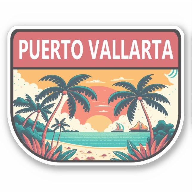 Puerto Vallarta Mexico Retro Emblem (Front)
