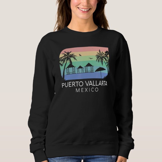 Puerto Vallarta Mexico Retro Mexican Resort Vacati Sweatshirt (Front)