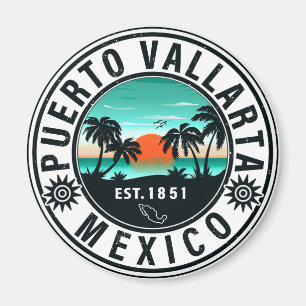 Puerto Vallarta Mexico Retro Sunset Souvenirs 60s Magnet
