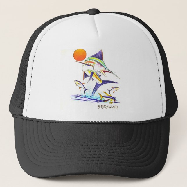 Puerto Vallarta Mexico Sailfish Mesh Trucker Hat (Front)