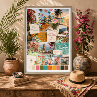 Puerto Vallarta Mexico Travel Collage Art Print