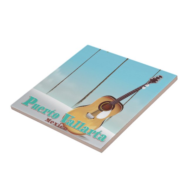 Puerto Vallarta Mexico travel poster Ceramic Tile (Side)