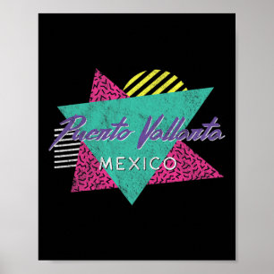 Puerto Vallarta Mexico Vintage Retro 80s 90s Vacat Poster