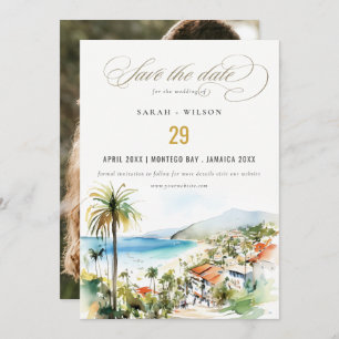 Puerto Vallarta Mexico Watercolor Photo Wedding Save The Date