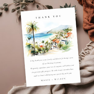 Puerto Vallarta Mexico Watercolor scape Wedding Thank You Card