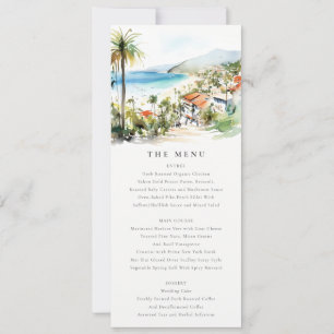 Puerto Vallarta Mexico Watercolor Wedding Menu Invitation