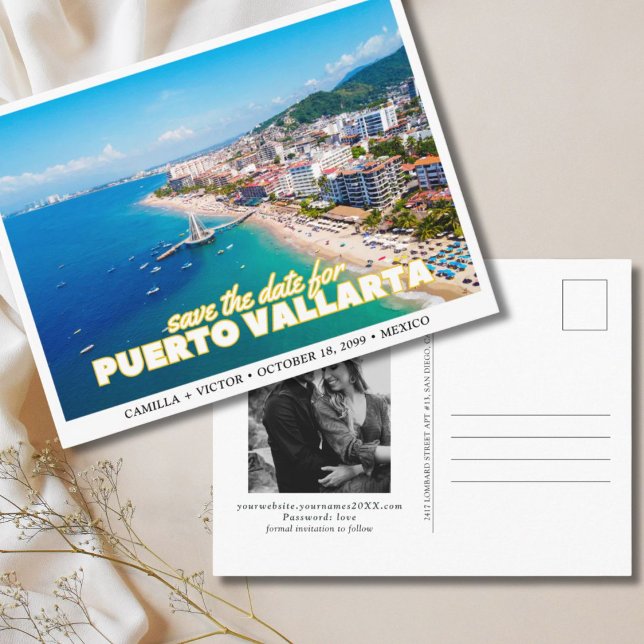 Puerto Vallarta Mexico Wedding Save the Date Postcard (Puerto Vallarta Wedding Mexico Save the Date Postcard)