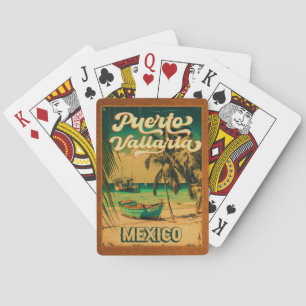 Puerto Vallarta Palm Tree Retro 80s Mexican Playa Playing Cards