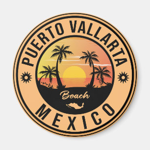 Puerto Vallarta Palm Tree Vintage Travel Souvenir Magnet