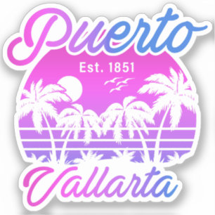 Puerto Vallarta Retro Sunset 80s Palm Trees