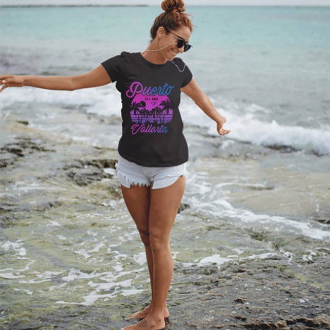 Puerto Vallarta Retro Sunset 80s Palm Trees T-Shi T-Shirt (Creator Uploaded)