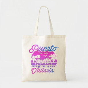 Puerto Vallarta Retro Sunset 80s Palm Trees Tote Bag