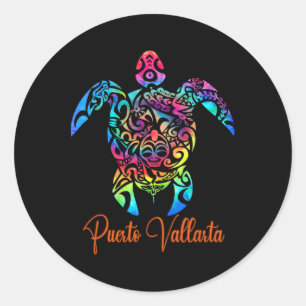 Puerto Vallarta Sea Turtle Family Vacation Summer  Classic Round Sticker