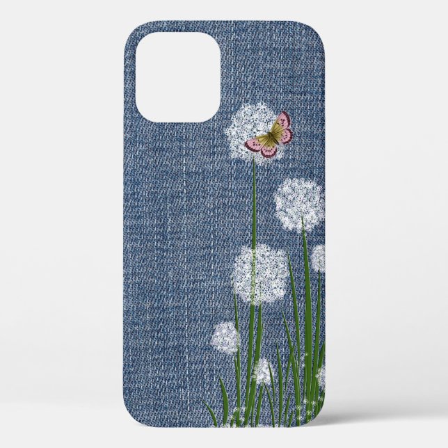 Puff Flowers on Denim Case-Mate iPhone Case (Back)
