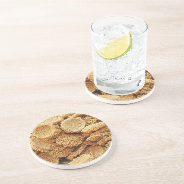 Puffed Rice Cakes ~ Asian Sweets Desserts Food Coaster (Side)