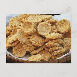 Puffed Rice Cakes ~ Asian Sweets Desserts Food Postcard