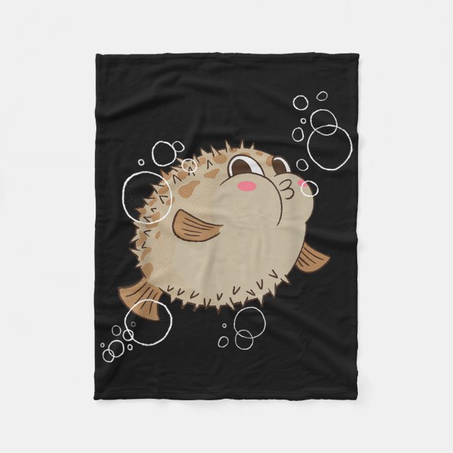 Puffer Fish Blowfish Bubbles  Fleece Blanket (Front)