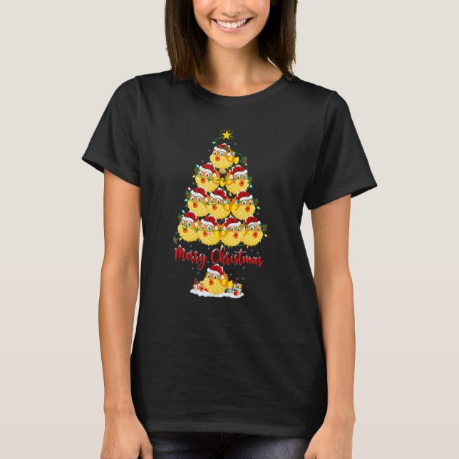 Puffer Fish Christmas Tree Lights Santa Fish Xmas T-Shirt (Front)
