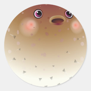 Puffer fish classic round sticker