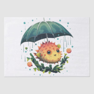 Puffer Fish Rainy Day With Umbrella Tissue Paper