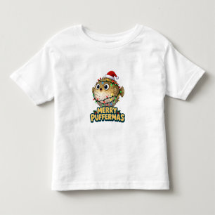 Puffer Fish Santa Hat Christmas Lights Merry Toddler T-Shirt