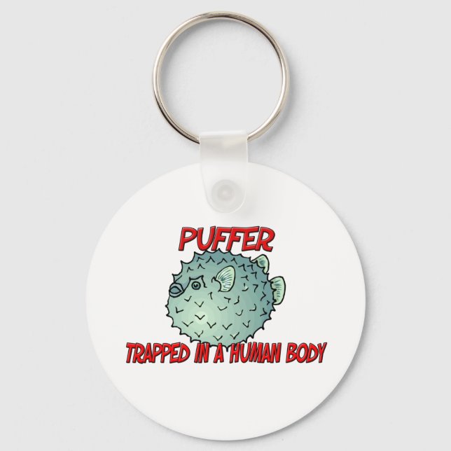 Puffer trapped in a human body key ring (Front)
