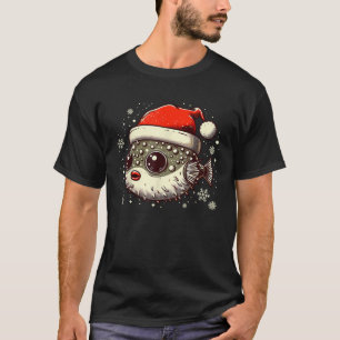 Pufferfish Christmas Santa Hat Puffer Fish Lovers  T-Shirt