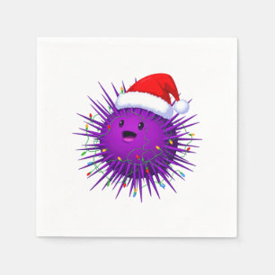 Pufferfish Santa Hat Lights Funny Ocean Fish Xmas Napkin