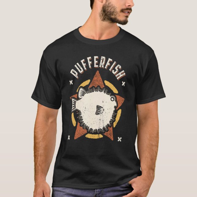 Pufferfish Vintage Retro Classic Animal T-Shirt (Front)
