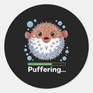 Puffering Fishing Fish Cute Pufferfish  Classic Round Sticker