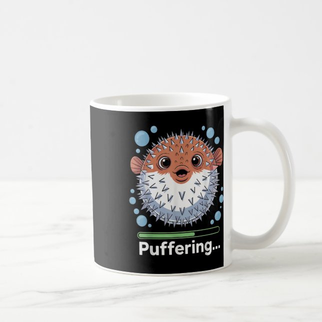Puffering Fishing Fish Cute Pufferfish  Coffee Mug (Right)