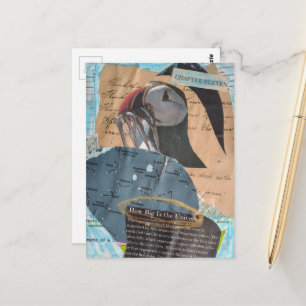 Puffin and Fish Chapter Eleven Mixed Media Collage Postcard