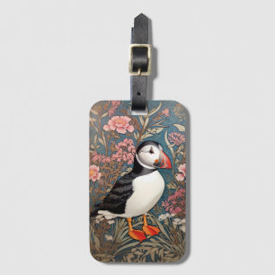 Puffin And Sea Thrift Flowers William Morris Luggage Tag