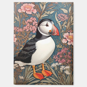 Puffin And Sea Thrift Flowers William Morris Magnet