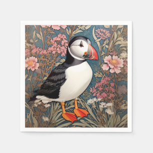 Puffin And Sea Thrift Flowers William Morris Napkin